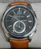 Michael Kors MK8416 Aiden Black Dial Leather Strap Chronograph Men's Watch