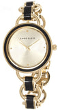 Anne Klein Women's Two-Tone Black Enamel Open Link Bracelet Watch AK/1246BKGB