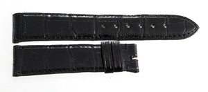 Gerald Genta 20mm x 18mm Black Shiny  Leather Watch Band