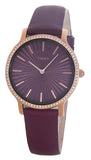 Timex Purple Dial Gold Case Leather Band Watch TW2R511