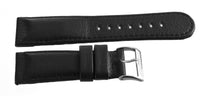 Grimoldi 22mm Black Alligator Leather Watch Band W/ Silver Buckle