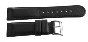 Grimoldi 22mm Black Alligator Leather Watch Band W/ Silver Buckle