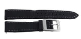 LOCMAN Lorica Men's 18mm Black Leather Silver Buckle Watch Band