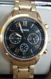 Fossil Chronograph Watch BQ2387IE Men's 44mm Black Dial Gold Stainless