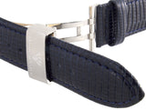 Aqua Master 20mm Widens to 24mm Dark Blue Leather Watch Band Strap