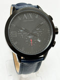 Armani Exchange AX1277 Black Dial Chronograph Leather Strap Men's Watch