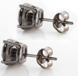 Sterling Silver Black CZ Stones Mini Round Shape Stud Men's Earrings