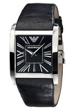 Emporio Armani Men's Slim Black Leather Strap Watch AR2006