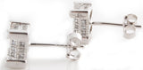 Sterling Silver 9MM  Rhodium Finish CZ Stone Square Stud Men's Earrings