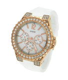 GUESS Feminine U16529L1  Rose Gold Sport Watch White Rubber Band