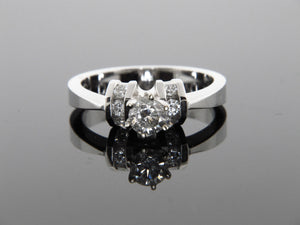 .45ct 14k Solid White Gold Natural Round Diamond Channel Set Engagement Ring