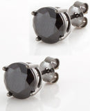 Sterling Silver Black CZ Stones Mini Round Shape Stud Men's Earrings