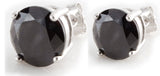 Sterling Silver Black CZ Stones Round Shape Stud Men's Earrings