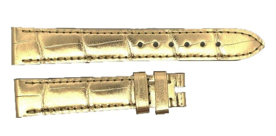 Chopard 16mm x 14mm Metalic Gold Leather Watch Band Strap B0216-0002