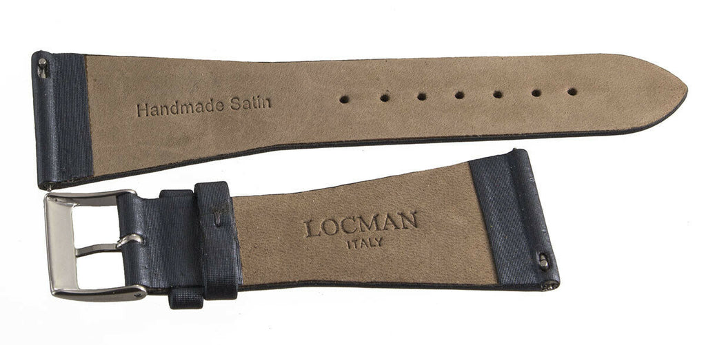 LOCMAN Men's 28mm Grey Fabric Silver Buckle Watch Band Strap