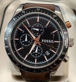 Fossil BQ2064 Black Dial Brown Leather Strap Chronograph Men's Watch