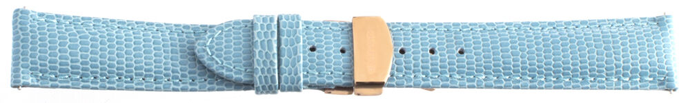 Aqua Ice 18mm Womens Light Blue Leather Watch Band Strap Rose Gold Tone Buckle