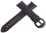 Aqua Master 22mm Black Leather Watch Band with Black Stainless Steel Pin clasp