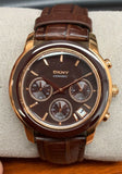 DKNY Women's Brown Chronograph Leather Strap Watch NY8430