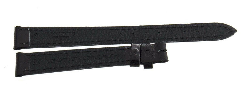 Genuine Longines 12mm x 10mm Black Shiny Leather Watch Band Strap