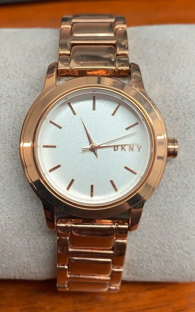DKNY Tompkins Silver Pearlized Dial Rose Gold-tone Ladies Watch NY2210