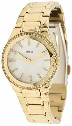 GUESS Women's U12658L1 Gold-Plated Steel Bracelet Mother of Pearl Dial Watch
