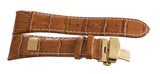 Aqua Master Mens 26mm Brown Leather Gold Buckle Watch Band Strap