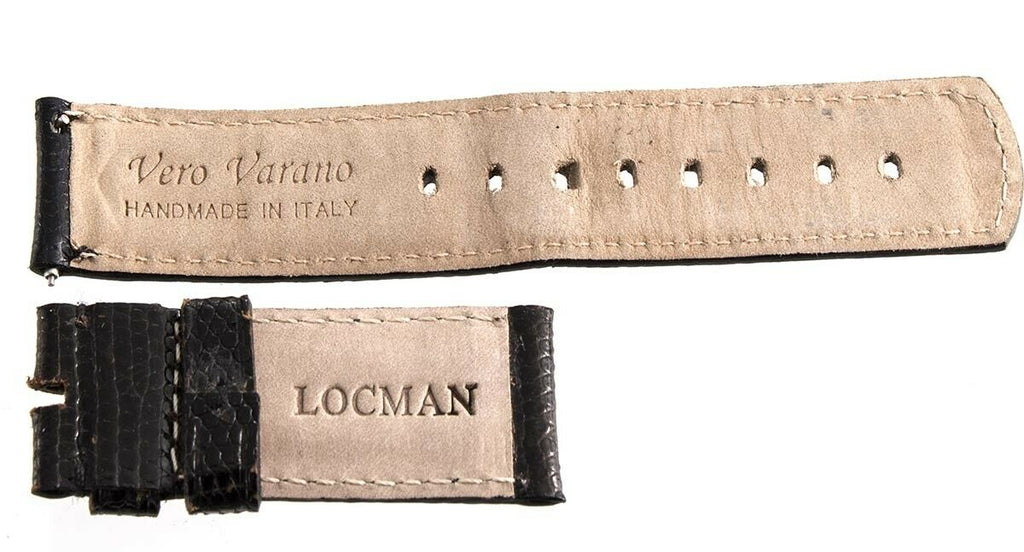 Locman 24mm Black Lizard Leather Men's Watch Band