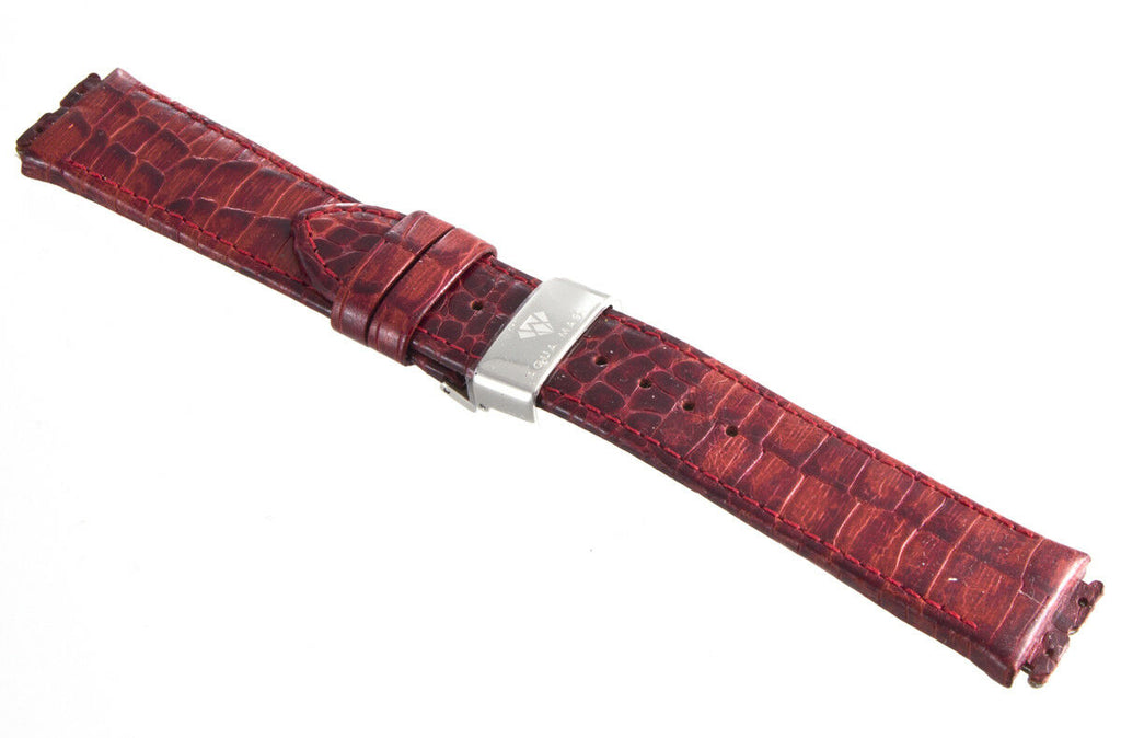 Aqua Master 19mm Widens to 22mm Red Leather Special Watch Band Strap