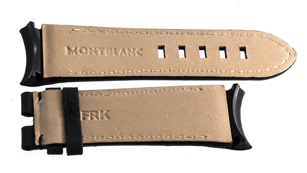 Montblanc Men's 22mm x 20mm Matte Black Leather Watch Band Strap FRK