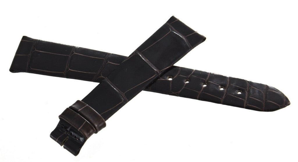 Genuine Longines 17mm x 14mm Dark Brown Glossy Leather Watch Band