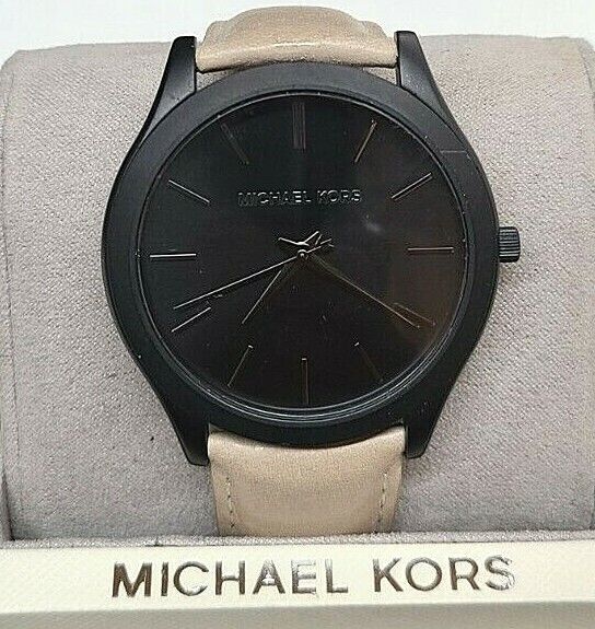 Michael Kors MK8510 Slim Runway Black Dial Leather Strap Men's Watch