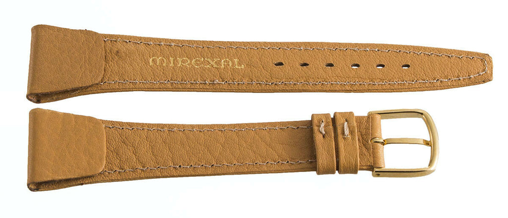 Mirexal 20mm Brown Leather Gold Buckle Watch Band Strap