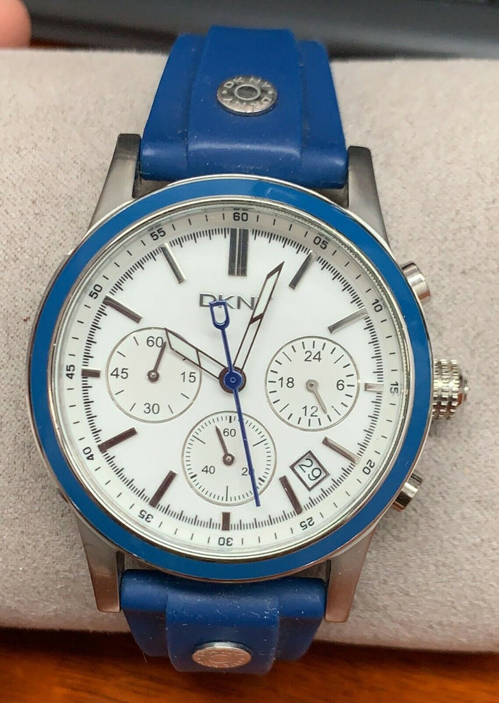 DKNY White Dial Blue Strap Chronograph Ladies Watch NY8173
