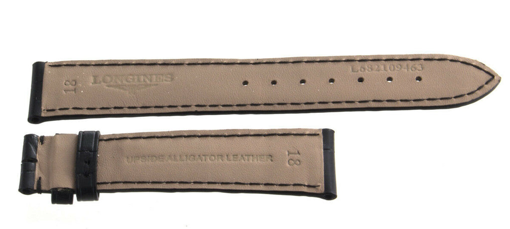Longines 18mm x 16mm Black Leather Watch Band