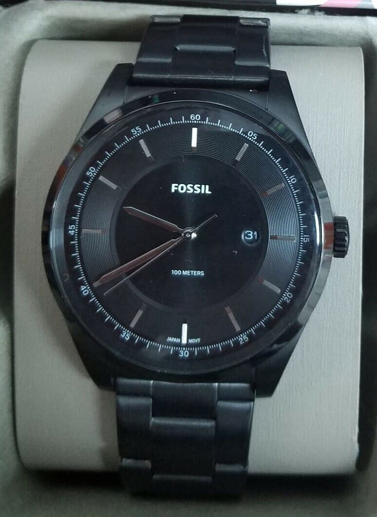 Fossil FS5425 Mathis Black Dial Black IP Stainless Steel Men's Watch