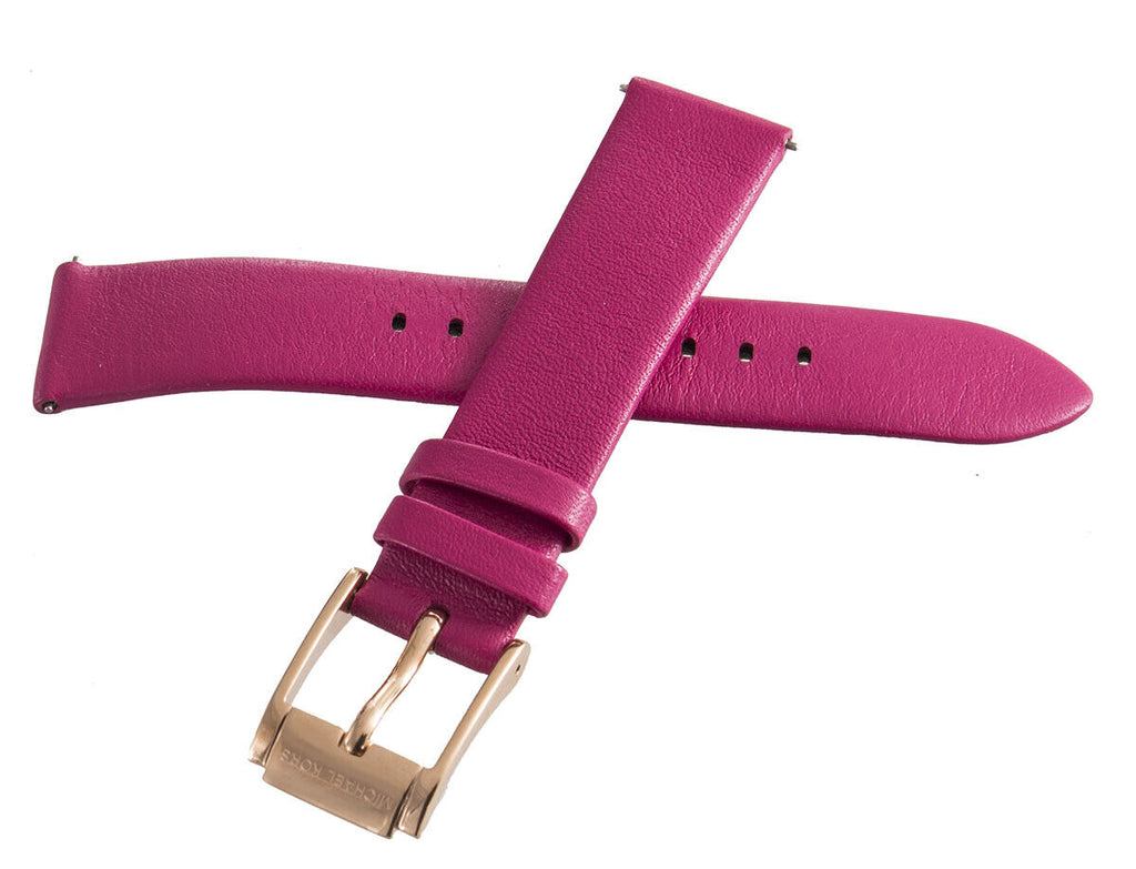 Michael Kors 18mm Pink Leather Gold Buckle Band