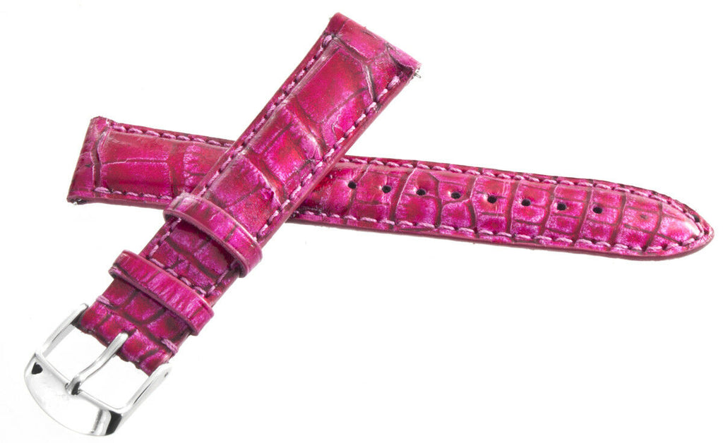 Michele Womens 18mm Hot Pink Leather Watch Band