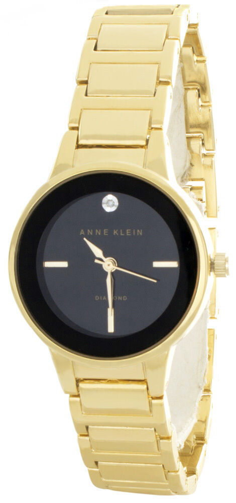 Anne Klein Women's Black Dial Gold Tone Bracelet Watch AK/2310BKGB