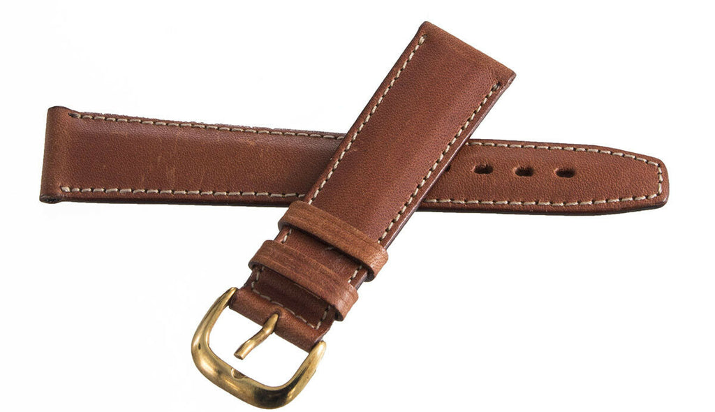 Marvin 20mm Brown Leather Gold Buckle Watch Band Strap