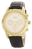 GUESS Mens Champagne Dial Black Leather Strap Chronograph Watch U15061G2