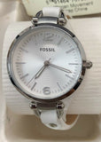 Fossil ES2829 Georgia Silver Dial White Leather Strap Women's Watch