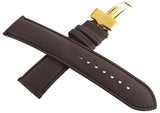 King Master 24mm Brown Leather Gold-tone Buckle Watch Band Strap