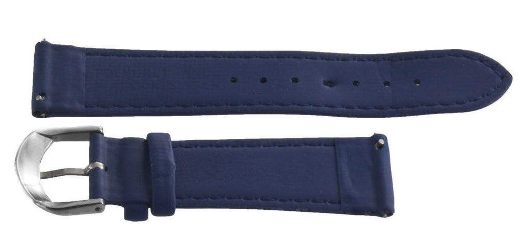 Jacob & Co.20mmx18mm Navy Blue Polyurethane Rubber Band Strap Silver Tone Clasp