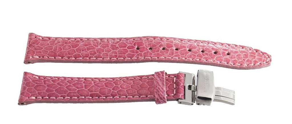 LOCMAN Women's 18mm x 14mm Pink Lizard Leather Silver Buckle Watch Band Strap