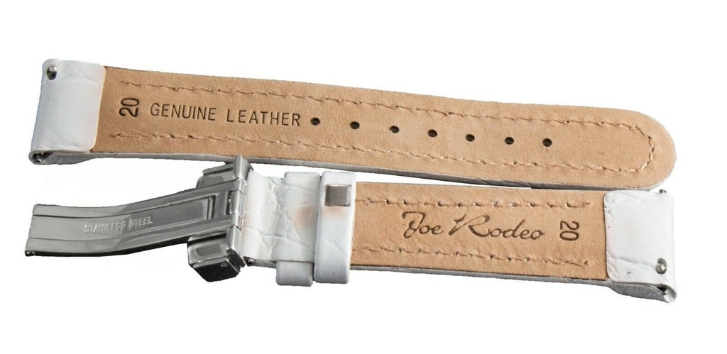 Joe Rodeo 20mm White Leather Watch Band Strap With Silver Tone Buckle