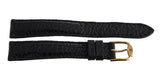 Revue Thommen 17mm Black Double Padded Leather Gold Buckle Watch Band Strap NOS