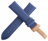 JoJo JoJino 22mm Blue Leather Watch Band Strap W/ Rose Gold Tone Buckle