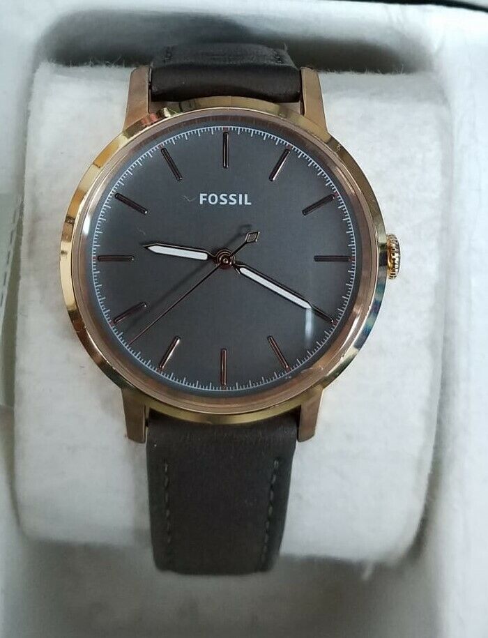 Fossil ES4339 Neely Grey Dial Black Leather Strap Women's Watch