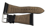 LOCMAN 38mm Black Leather Silver Buckle Watch Band Strap